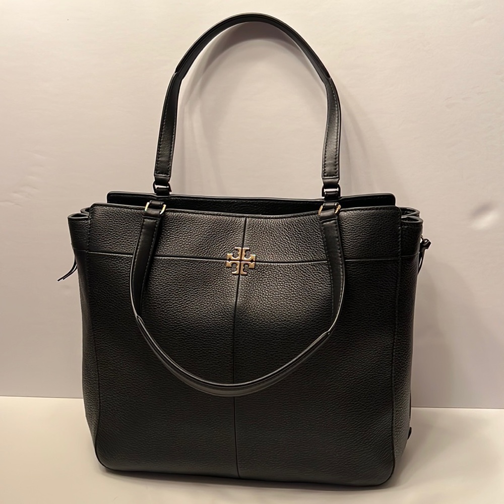 Tory Burch black leather tote handbag
